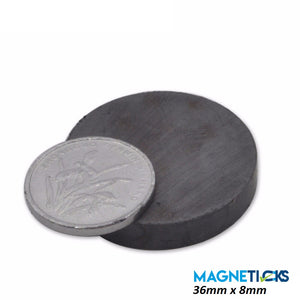 36 x 8mm Ferrite Disc Magnets - Pack of 10/20/30 - Magneticks