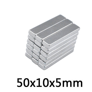 50 x 10 x 5mm Neodymium Block Magnets - Pack of 2/3/5 - Magneticks